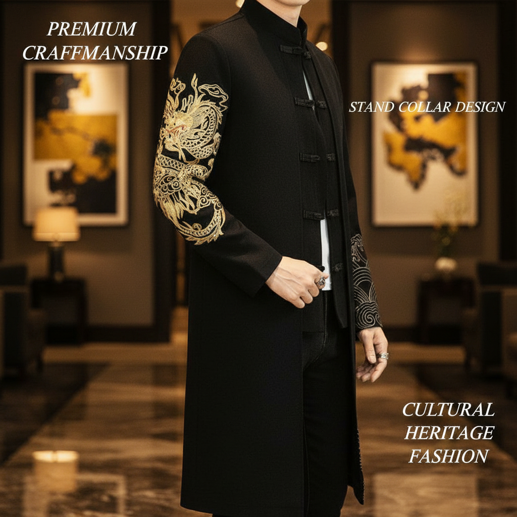 Ziran Classic Black Kimono Trench Coat